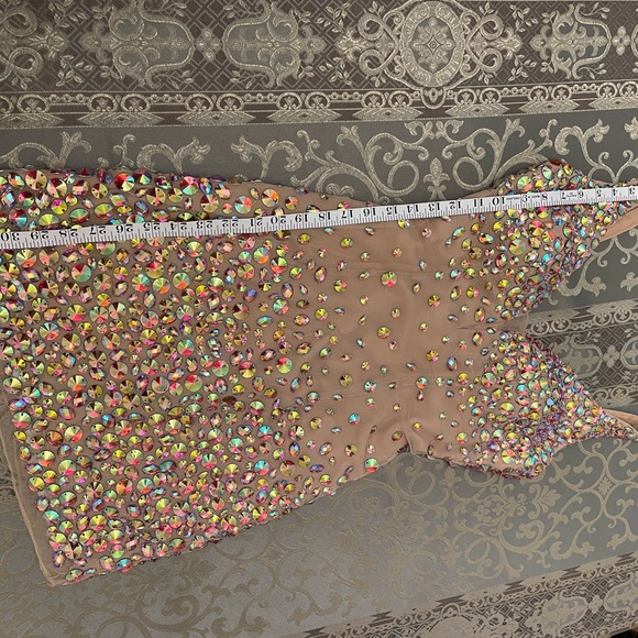 Sherri Hill Nude Pink short cocktail with detachable tulle skirt. - Picture 16 of 17